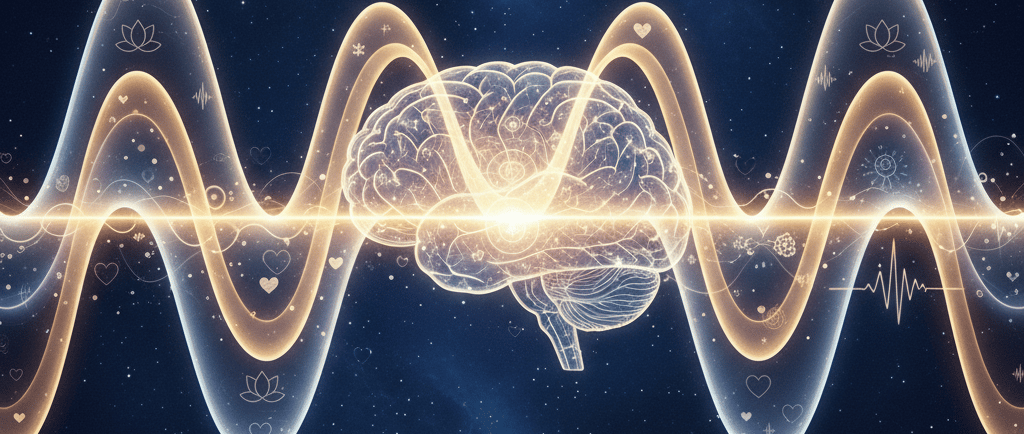 Рисованный мозг, через который проходят тэта-волны.