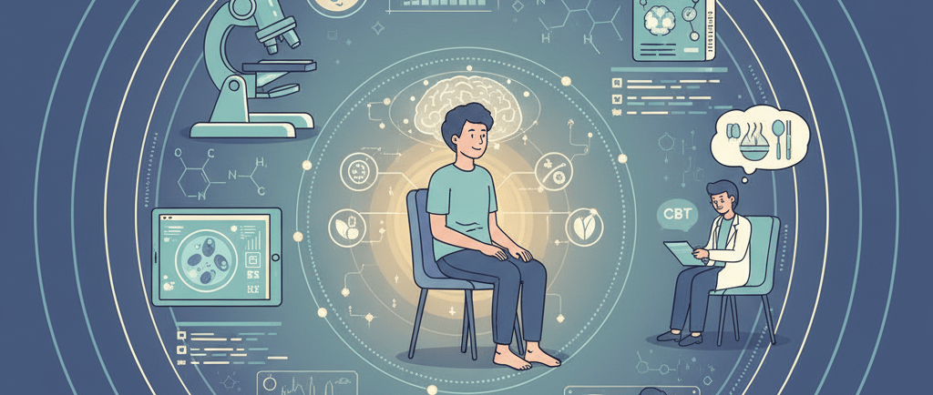 Иконки различных методов исследования — человек в их центре.