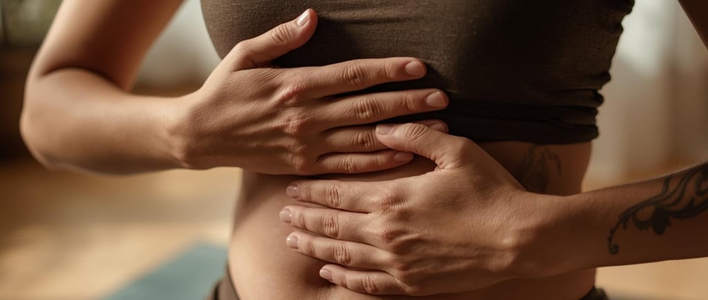 <!-- Peapilt --> <img src="..." alt="Naine praktiseerib diafragmaatilist hingamist, käed kõhul, silm