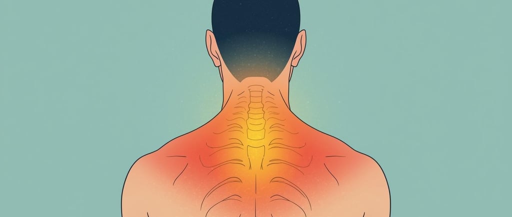 Turjapinge illustratsioon, vaade inimese ülakehale selja poolt õlad ja ülaselja keskosa