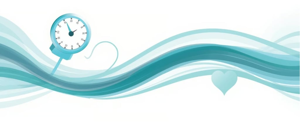 Иллюстрация с тонометром и плавными линиями. Символ контроля и баланса артериального давления.