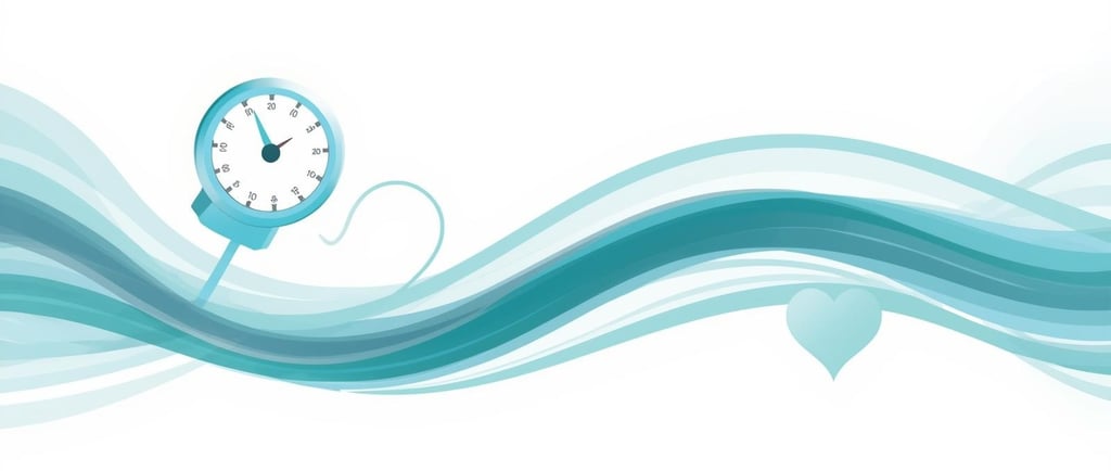 vererõhumõõtja ja voolavad lainelised jooned sümboliseerivad kõrge vererõhu alanemist ja lõõgastavat