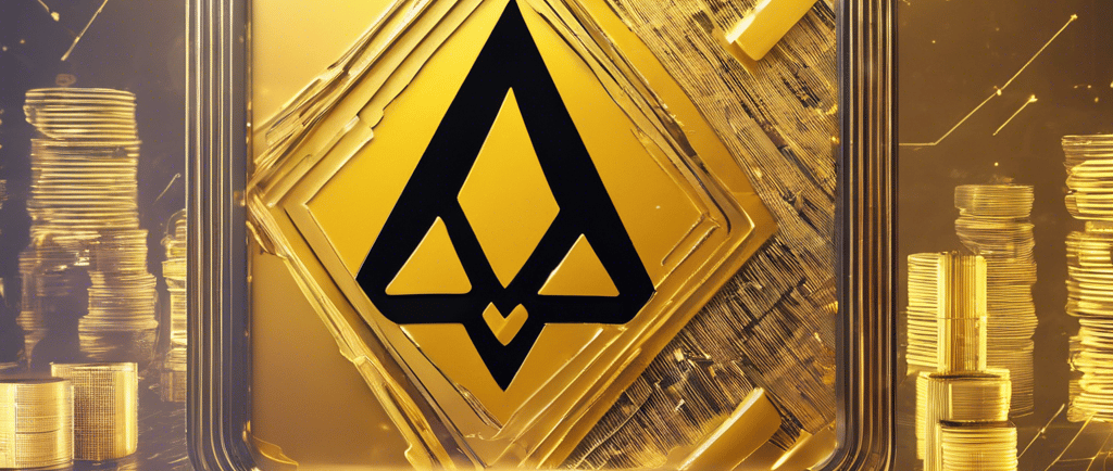 a golden bit coin sitting on top of a table