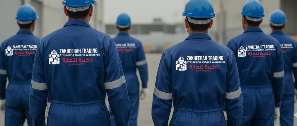 Oil and gas workers in Qatar using flame resistant PPE gear.