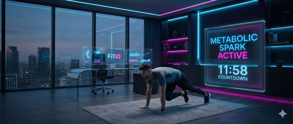 man doing mountain climber with a digital clock behind him
