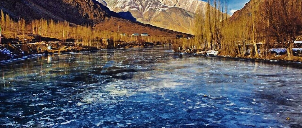 Jammu and Kashmir frozen river