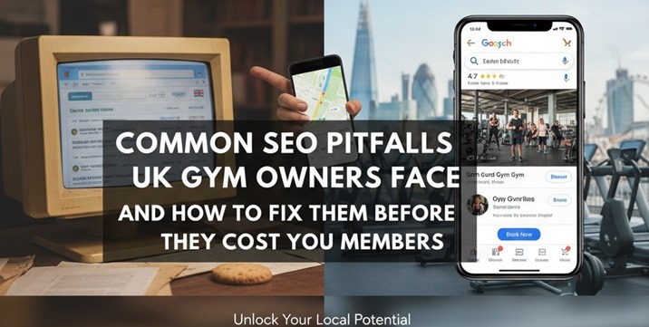 UK gym owner checking inconsistent Google Business Profile and Yell listings on a phone and desktop,