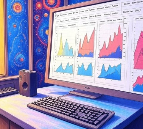 A hand-drawn illustration of  a computer monitor displaying a Google Search Console screen