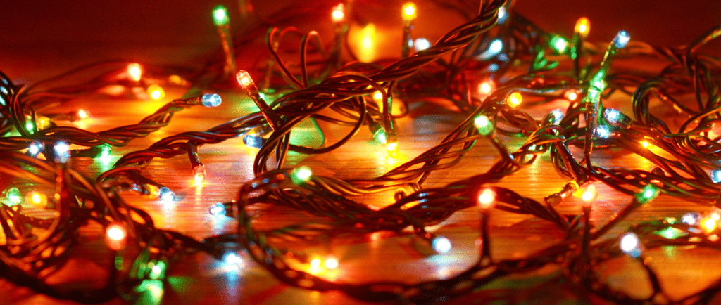 Christmas lights scattered on the floor