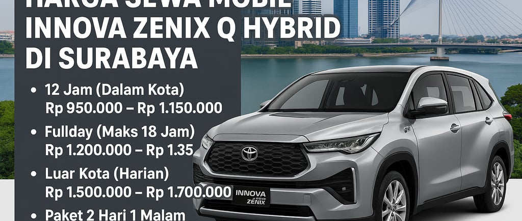 Harga Sewa Mobil Innova Zenix Q Hybrid di Surabaya