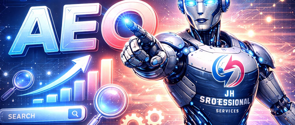 AEO is AI + SEO = Answer Engine Optimization = Artificial Intelligence searching optimized answers 