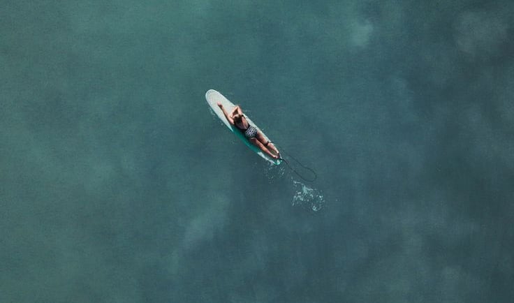 surfer in the middle of the sea on a surfboard