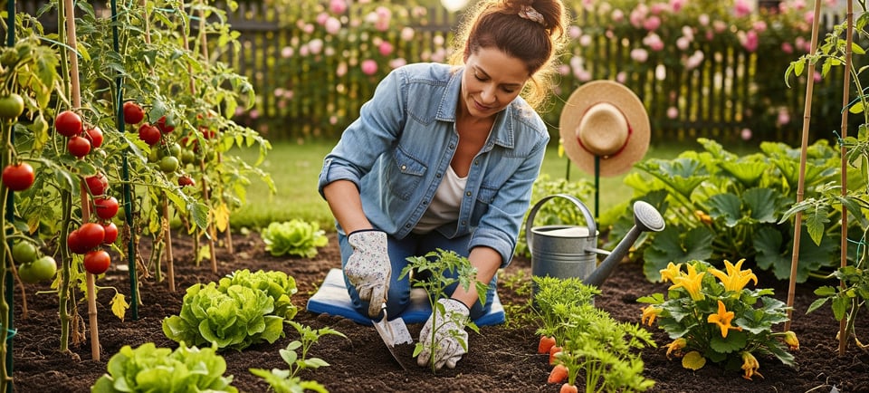 woman digging vegetable patch soil
