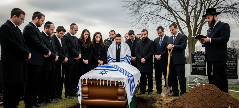jewish funeral with mourners
