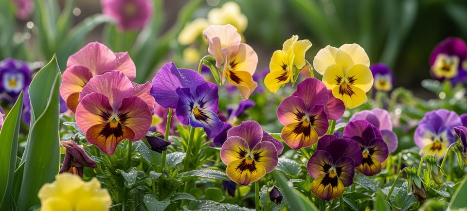hybrid floweres of purple and yellow colors