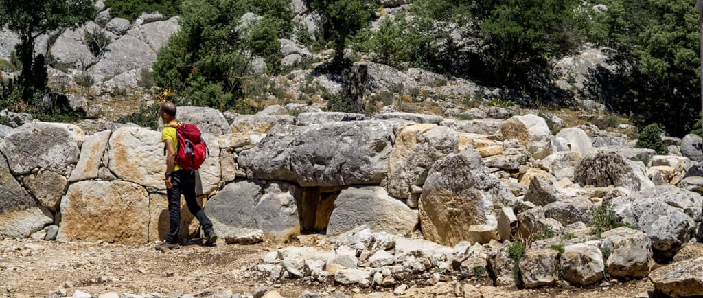 Domus de Janas rock-cut chamber exterior view, Urzulei, central Sardinia.