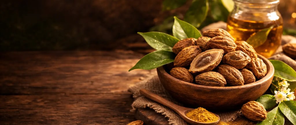 haritaki herb in a bowl