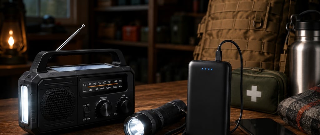 Descubre por qué una radio de emergencia con manivela, una linterna fiable y un powerbank son tres e