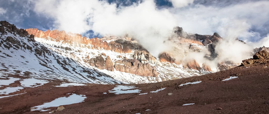 Fog and Light Snow on Aconcagua