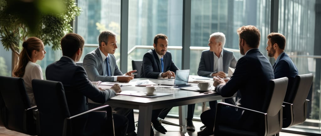Busineespeople around conference table