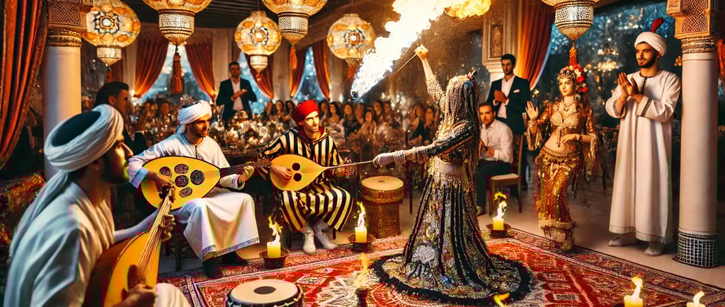 a man in a costume is playing a musical instrument