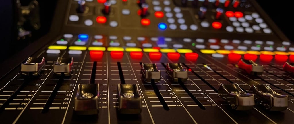 a sound mixing console with a sound board