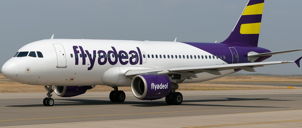 a flyadeal plane ready for takeoff