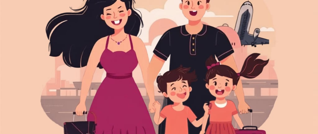 Family boarding plane for travel