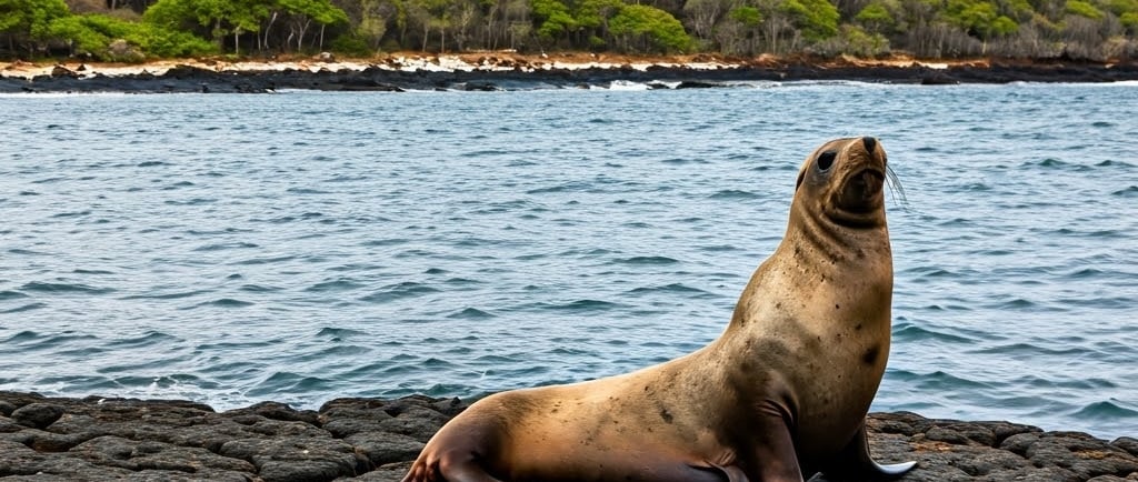 Galápagos seal in its natural habitat, showcasing the unique wildlife of the Galápagos Island.