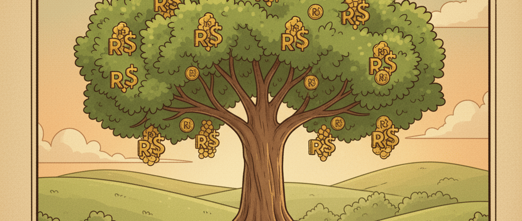 árvore frondosa e perene, cujos frutos são moedas