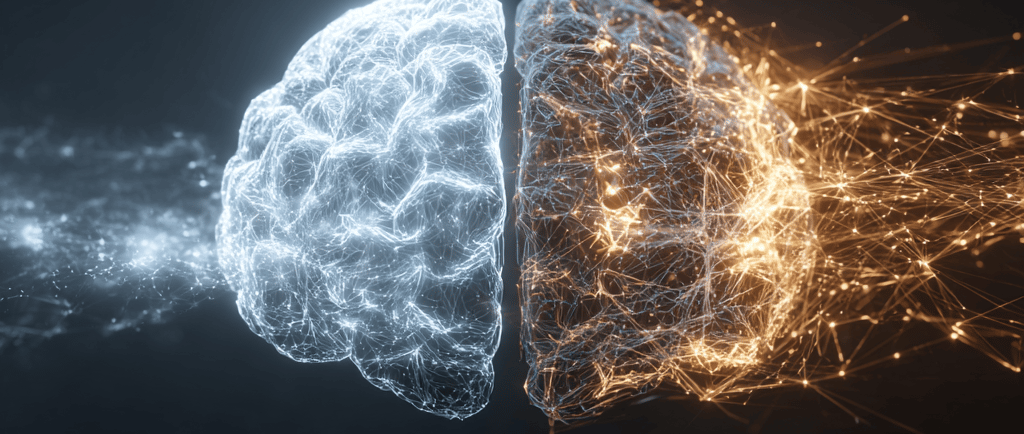 ADHD brain connecting to AI network symbolizing neuroscience breakthrough.