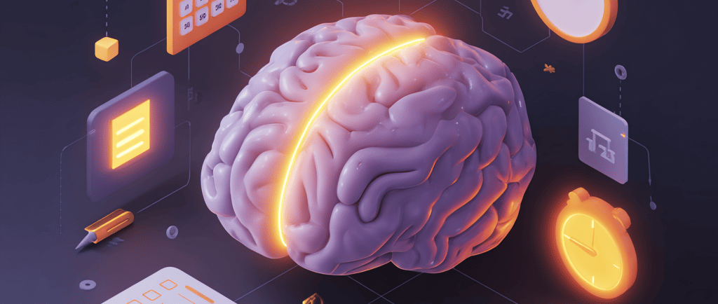ADHD brain linking to executive function tools, symbolizing Your Prefrontal Cortex Isn’t Broken.