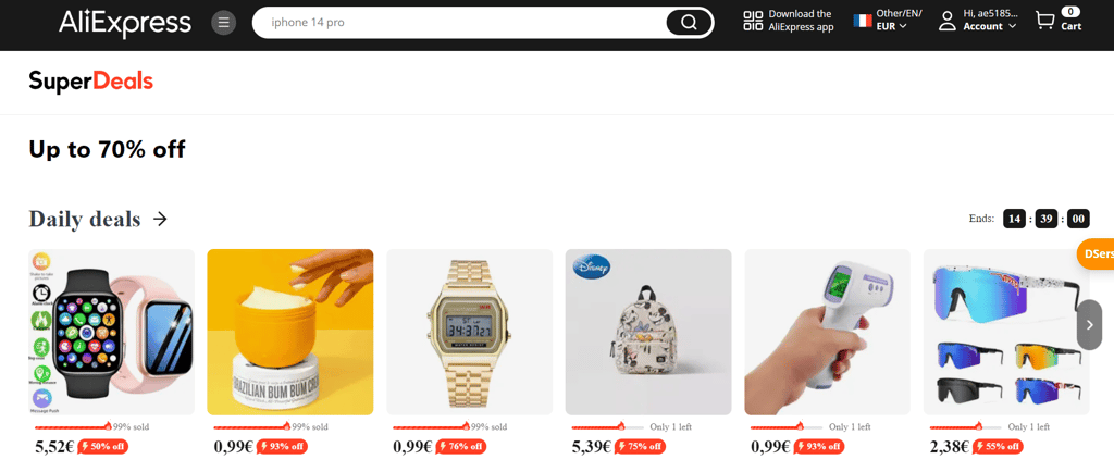 Selecting suppliers from AliExpress for Shopify ecommerce.