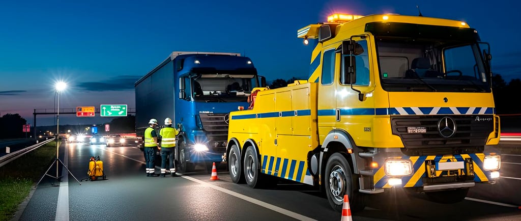 Remolcadora asistiendo camión