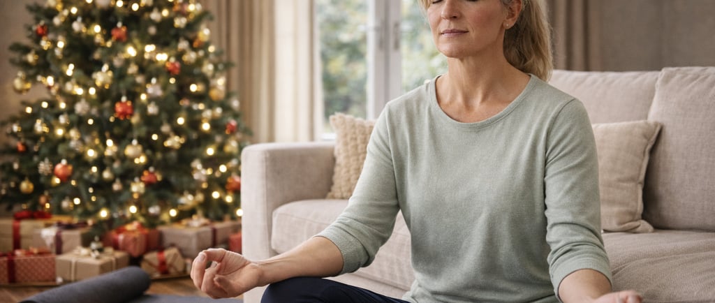 Robb Sheridan personal training client practising mindfulness at home during Christmas