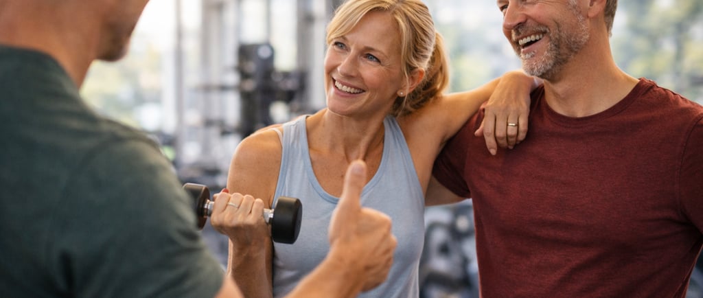 Motivated couple supporting each other at the start of their fitness journey