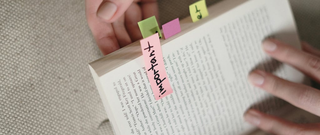 Photo by cottonbro studio: https://www.pexels.com/photo/book-with-sticky-notes-3832033/