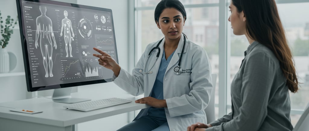 a woman doctor in a white lab coat and a doctor's coat