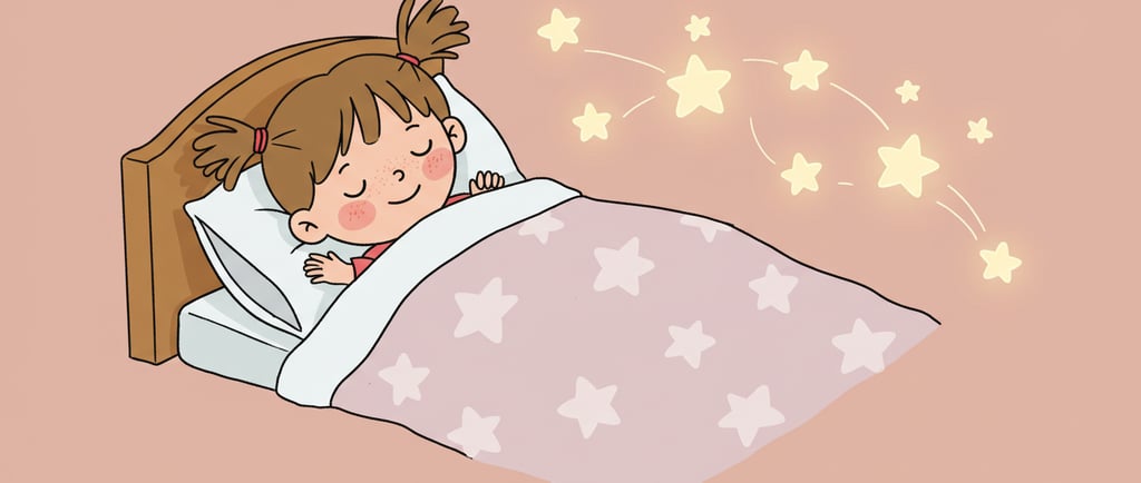 a little girl is sleeping in her bed