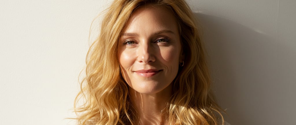 a woman with blonde hair and a white sweater