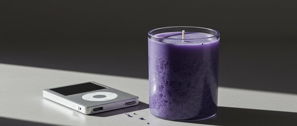a candle with a candle and a ipod case