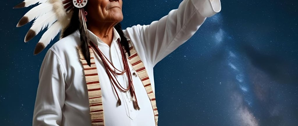 Seu Pena Branca Olhando para as Estrelas