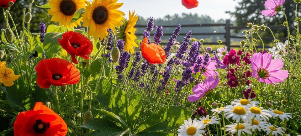 fresh flowers in summer sun