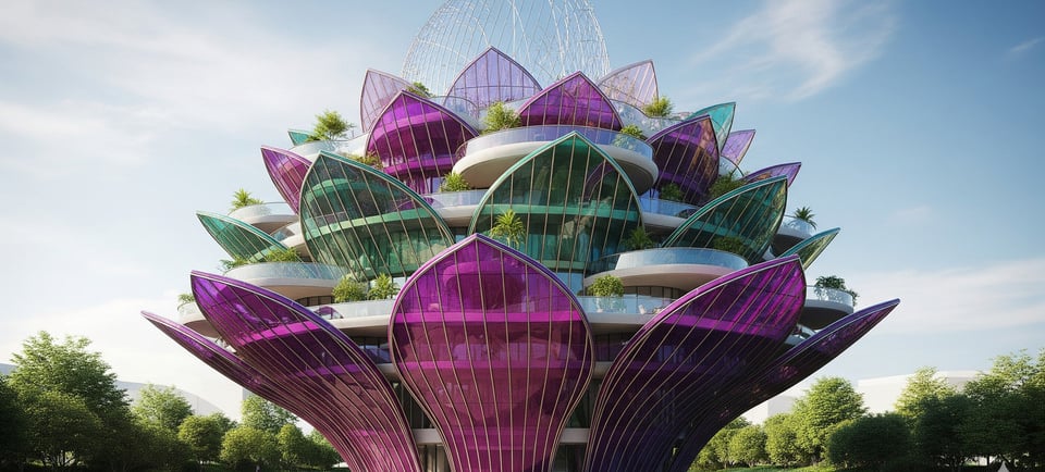 beautiful glass building designed as a flower