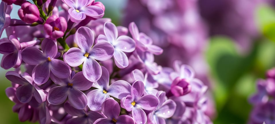 close up of lilac flowers in sun