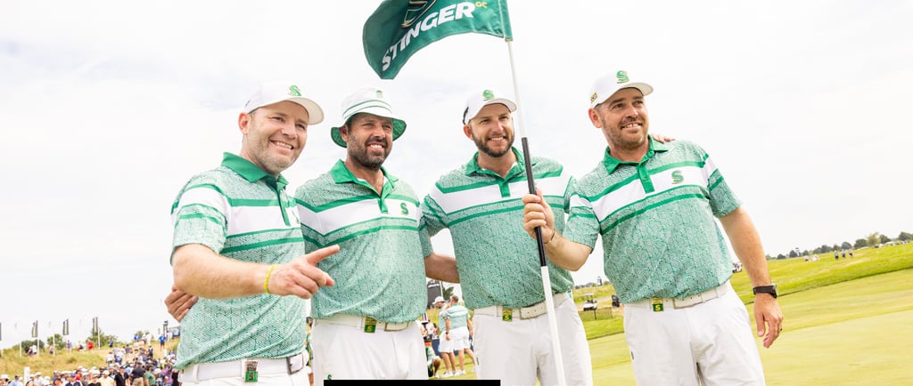 Stinger GC fly their flag after two thrilling playoff wins at LIV Golf Chicago (Photo: LIV Golf)