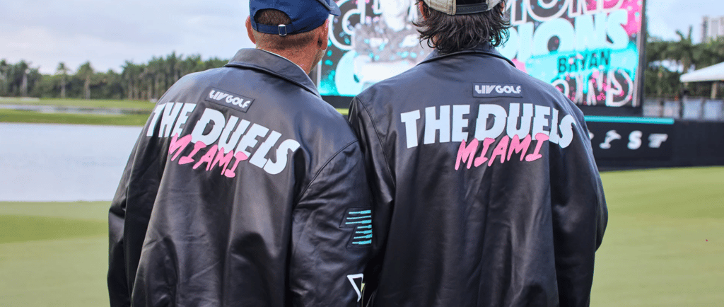 Sergio Garcia of Fireballs GC and George Bryan celebrate victory at The Duels Miami.