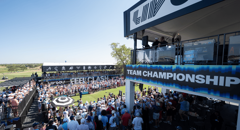 Fans gather on the first tee of LIV Golf Team Championship Dallas 2024 (Photo by LIV Golf)