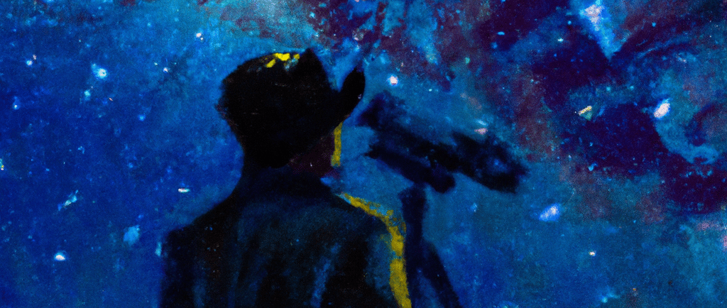 a man in a hat and a telescope