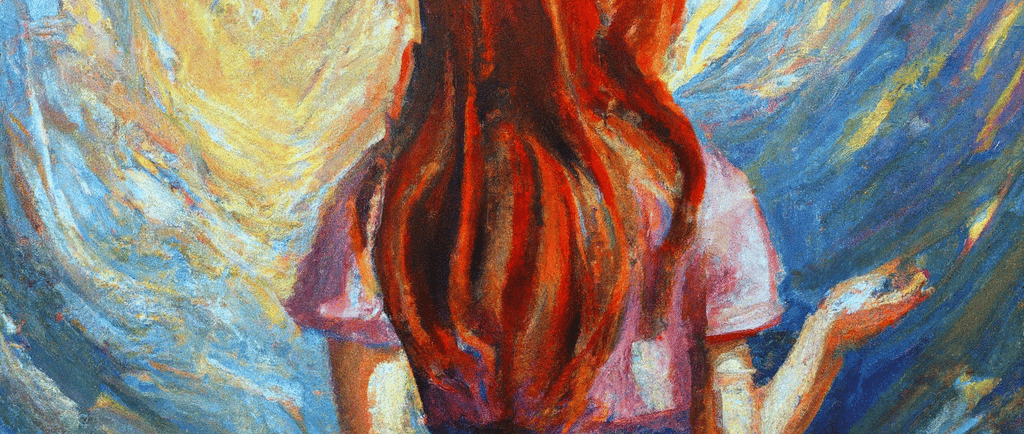 a painting of a woman in a pink dress